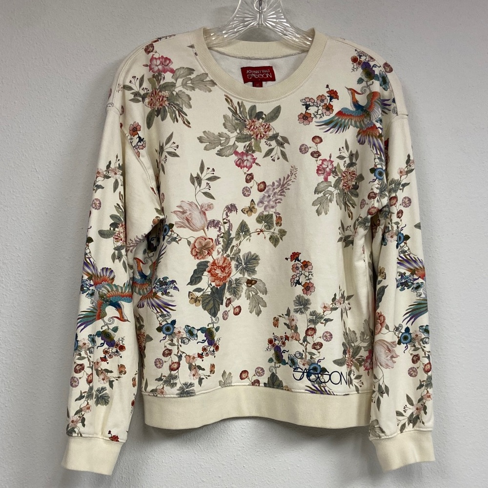 Johnny Was Floral Bird Cream Sweatshirt Size XS - Picture 6 of 15